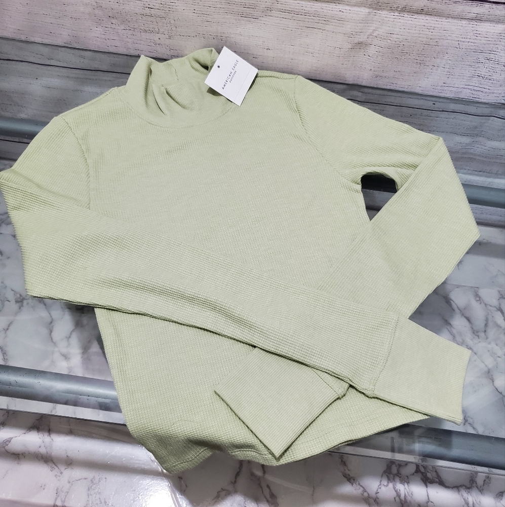 Light Green Ribbed Turtleneck